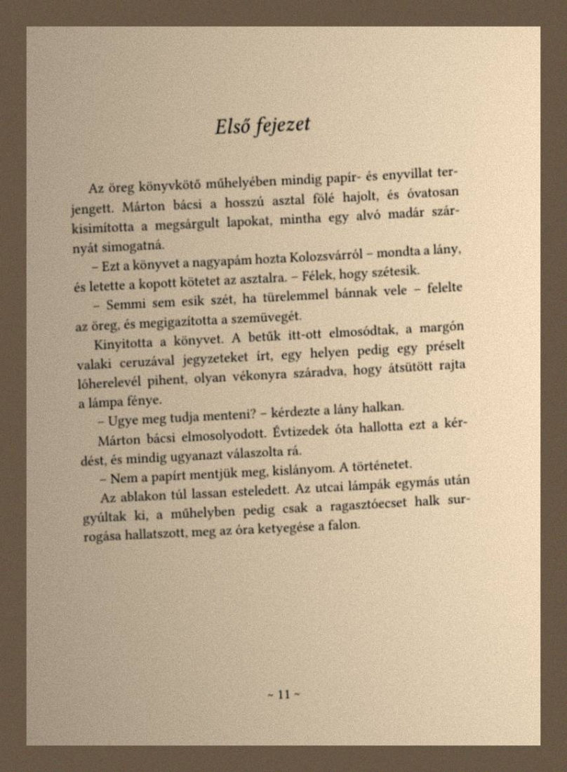 Ferdén, árnyékosan lefotózott könyvoldal